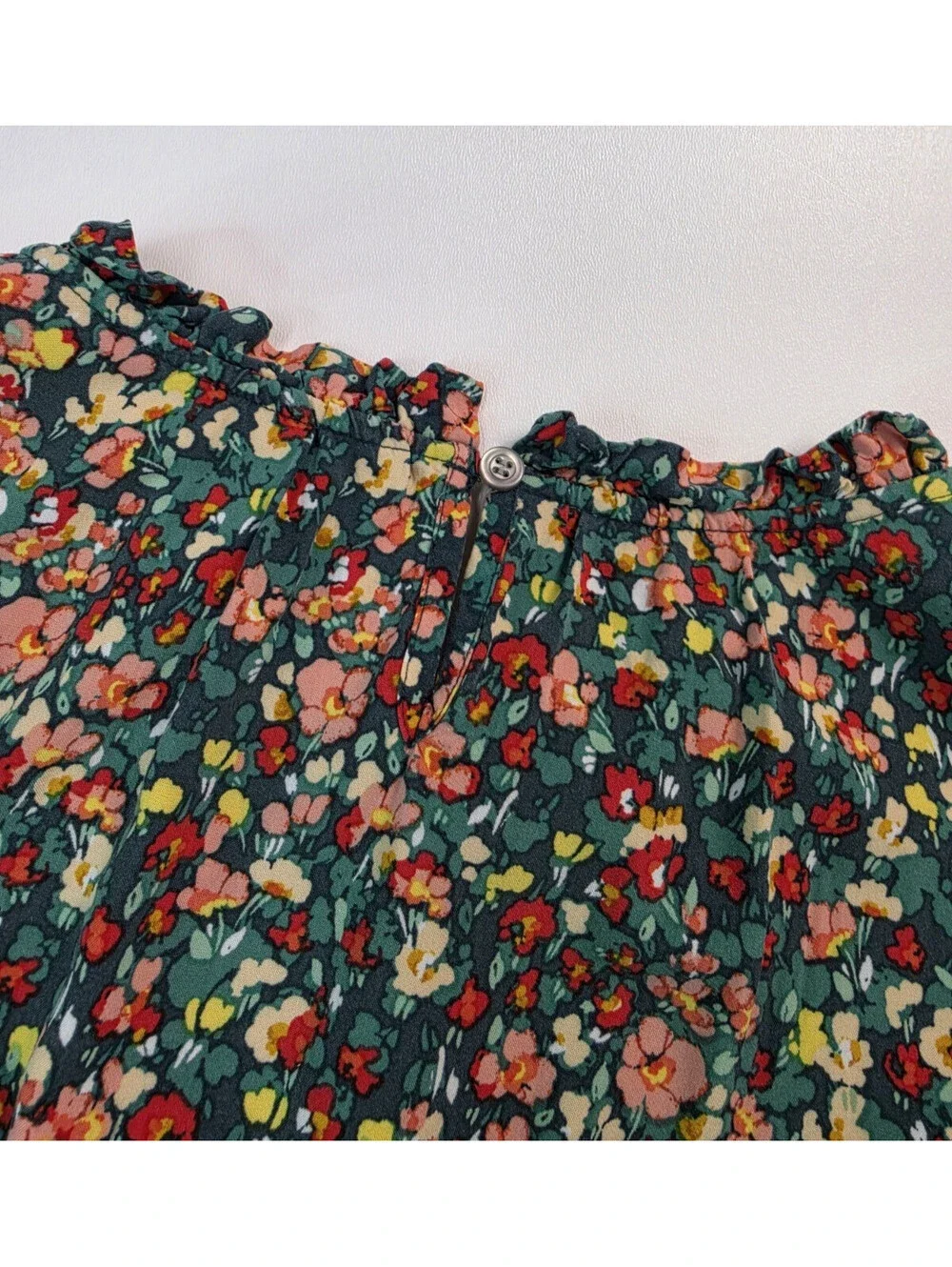 J Crew Floral Smockeed Ruffleneck Top Blouse Womens Size Medium M